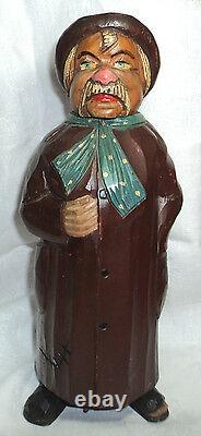 Antique Homeless Old Man Carved Wood Mayr Fessler Wien Music Bottle Box Folk Art