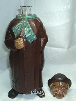 Antique Homeless Old Man Carved Wood Mayr Fessler Wien Music Bottle Box Folk Art