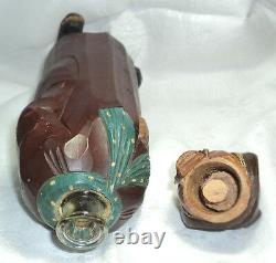 Antique Homeless Old Man Carved Wood Mayr Fessler Wien Music Bottle Box Folk Art