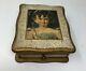 Antique Jewelry Music Wood Box Painted Girl Figure Multi Color Color