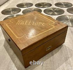 Antique Kalliope Disc Musical Box 13 1/2 fully restored mechanism + 10 Discs