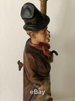 Antique Karl Griesbaum THE WHISLER Automaton Hand Carved Paint Wood Music Box