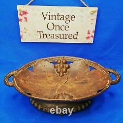 Antique MICHEL FLUHMANN Lucerne BLACK FOREST Carved Wood MUSICAL FRUIT BOWL vgc