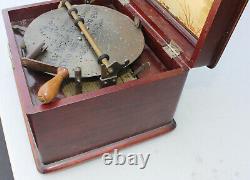 Antique Mira Empress Hand Crank Wood Swiss Music Box & 4 Metal Discs Vintage