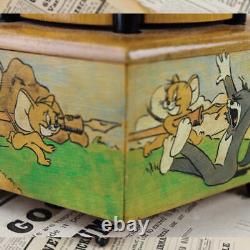 Antique Music Wood Box & Cigarette/Cigar Holder Tom & Jerry, Mickey, Donald Duck