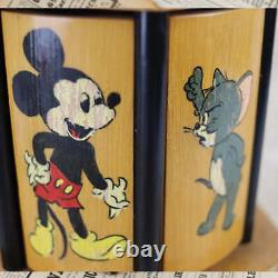 Antique Music Wood Box & Cigarette/Cigar Holder Tom & Jerry, Mickey, Donald Duck