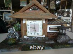 Antique Natural Wood Clock (Spring & Music Box) Made Tokyo Tokei Vintage Japan 8