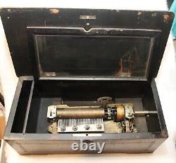 Antique Old Vintage Swiss Cylinder Music Box Working See Pictures & Video