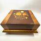 Antique Reuge Italian Marquetry Wood Swiss Music Cigarette Box Handmade-italy