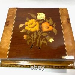 Antique REUGE ITALIAN Marquetry Wood SWISS MUSIC CIGARETTE BOX Handmade-ITALY