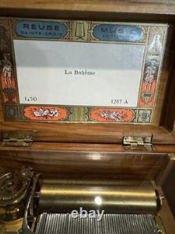 Antique Reuge 50 Note Puccini La Bohème Wooden Music Box