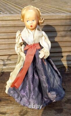 Antique Reuge Swiss Musical Movement Box Wooden Austrian Doll Traditional Dress