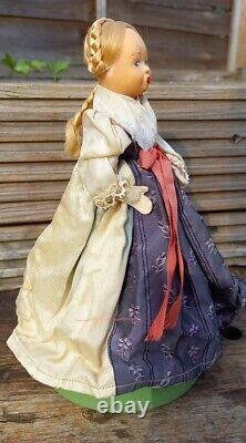 Antique Reuge Swiss Musical Movement Box Wooden Austrian Doll Traditional Dress