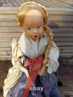 Antique Reuge Swiss Musical Movement Box Wooden Austrian Doll Traditional Dress
