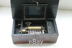 Antique SWISS Interchangeable Cylinder 6 airs (Tunes) Wooden MUSIC BOX NH5188