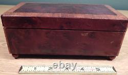 Antique Small Wood Inlay Jewelry And Working Swiss Music Box