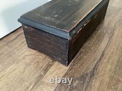 Antique Swiss 8 1/4 Cylinder Music Box Wood Case Tested WORKS Free Ship