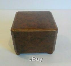 Antique Swiss Burl Walnut Miniature Music Box, c. Early-1900's