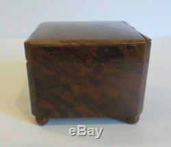 Antique Swiss Burl Walnut Miniature Music Box, c. Early-1900's