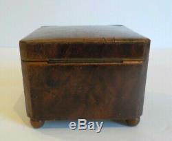 Antique Swiss Burl Walnut Miniature Music Box, c. Early-1900's