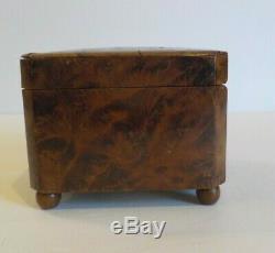 Antique Swiss Burl Walnut Miniature Music Box, c. Early-1900's