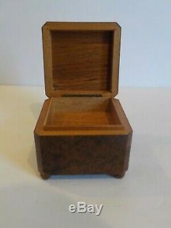 Antique Swiss Burl Walnut Miniature Music Box, c. Early-1900's