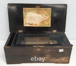 Antique Swiss Cylinder Wood Inlay Music Box 8 Airs tunes 36 Note