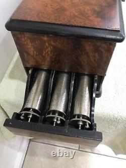Antique Swiss Music Box by P. V. F has 6 INTERCHANGEABLE Cylinders playing 36 Airs