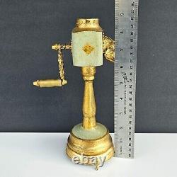 Antique Swiss Reuge Music Box Boar Head Brass & Wood Pepper Mill