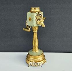 Antique Swiss Reuge Music Box Boar Head Brass & Wood Pepper Mill