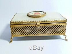 Antique Symphonion Music Box jewelry box mirror. Christianity