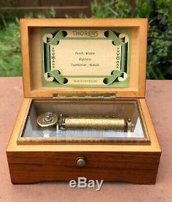 Antique Thorens Swiss Wood 3 Songs Music Box 5 5/8 x 3 5/8