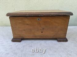 Antique Thorens Switzerland Walnut Music Box Missing Inside Parts Box Only Vtg