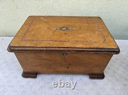 Antique Thorens Switzerland Walnut Music Box Missing Inside Parts Box Only Vtg