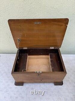 Antique Thorens Switzerland Walnut Music Box Missing Inside Parts Box Only Vtg