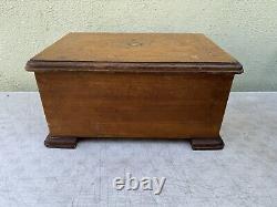 Antique Thorens Switzerland Walnut Music Box Missing Inside Parts Box Only Vtg