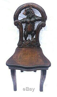 Antique Victorian Black Forest Swiss Musical Box Childs Chair