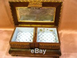 Antique Victorian Inlaid Musical Jewelry Box withKey 19thc