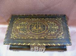 Antique Victorian Inlaid Musical Jewelry Box withKey 19thc