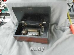 Antique/Vintage Hand Crank Cylinder Music Box Wood Case Works Parts Estate Find