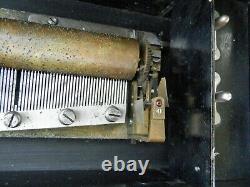 Antique/Vintage Hand Crank Cylinder Music Box Wood Case Works Parts Estate Find
