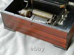 Antique/Vintage Hand Crank Cylinder Music Box Wood Case Works Parts Estate Find