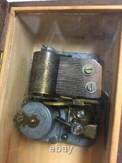 Antique Vintage Swiss Wood Music Box Swiss Chalet 2-songs