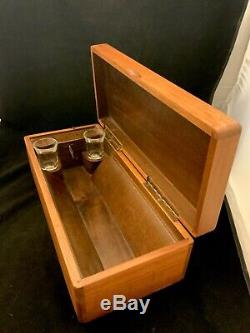 Antique Vintage Wooden Liquor Whisky Casket Box withMusic & Pair Shot Glasses