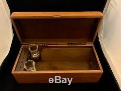 Antique Vintage Wooden Liquor Whisky Casket Box withMusic & Pair Shot Glasses