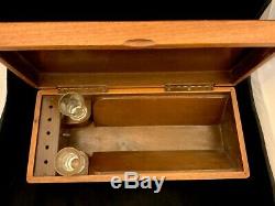 Antique Vintage Wooden Liquor Whisky Casket Box withMusic & Pair Shot Glasses