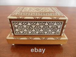 Antique Vintage Wooden Marquetry & mother of pearl Cigarette Musical Box