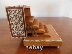 Antique Vintage Wooden Marquetry & mother of pearl Cigarette Musical Box