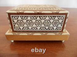 Antique Vintage Wooden Marquetry & mother of pearl Cigarette Musical Box