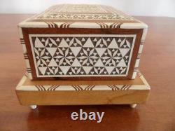 Antique Vintage Wooden Marquetry & mother of pearl Cigarette Musical Box